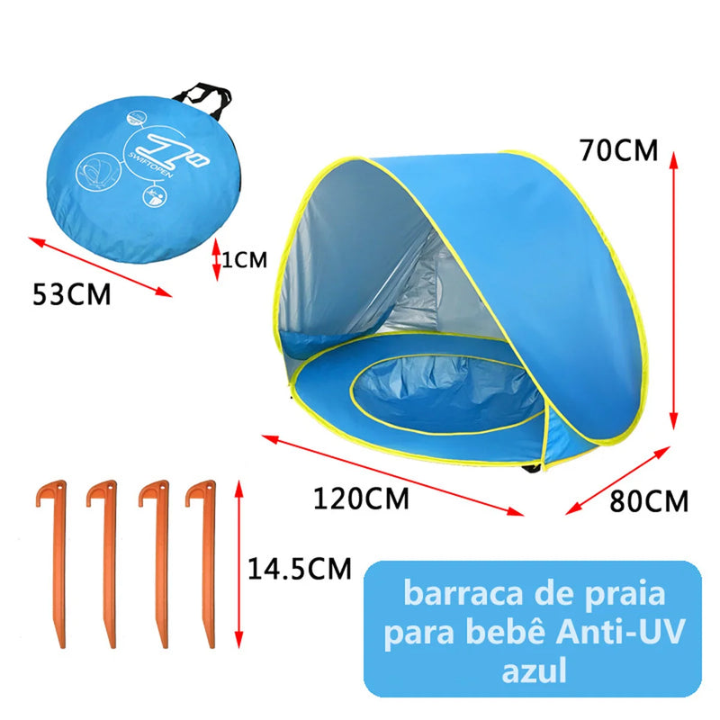 TENDA BARRACA DE PRAIA INFANTIL COM PISCINA Proteção UV UPF50