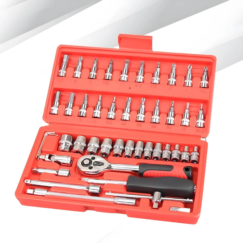 Kit de Ferramentas com 46 Peças – Chave Reversível com Estojo - Ideal para Manutenção e Reparos