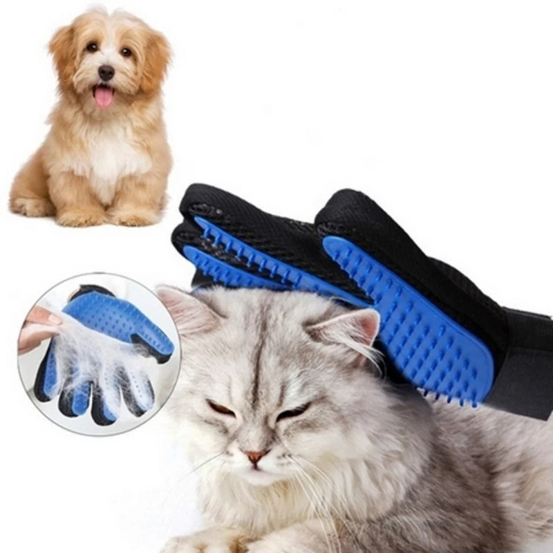 Luva Escova Tira Pelos Dos Pets Cães E Gatos Limpeza Massagem Banho Nano Magnética Pente Anti-Mordida Utensílios Utilidades Saúde Casa Pet Amigo