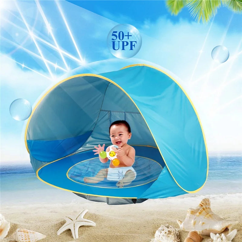 Tenda de praia portátil para bebês, sombra para piscina, proteção solar, abrigo para crianças, brinquedos ao ar livre, piscina, casa de brincar, brinquedos