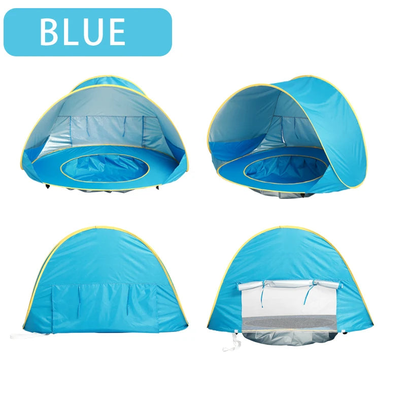 Tenda de praia portátil para bebês, sombra para piscina, proteção solar, abrigo para crianças, brinquedos ao ar livre, piscina, casa de brincar, brinquedos