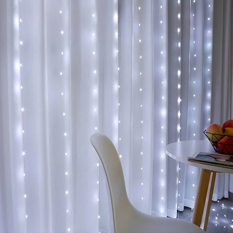 Cortina de Led de 3m 4m 6m Guirlanda na Janela Luzes de FIO USB Ano Novo Revellion Controle Remoto de Fadas Decorações de Casamento de Natal para Sala de Casa