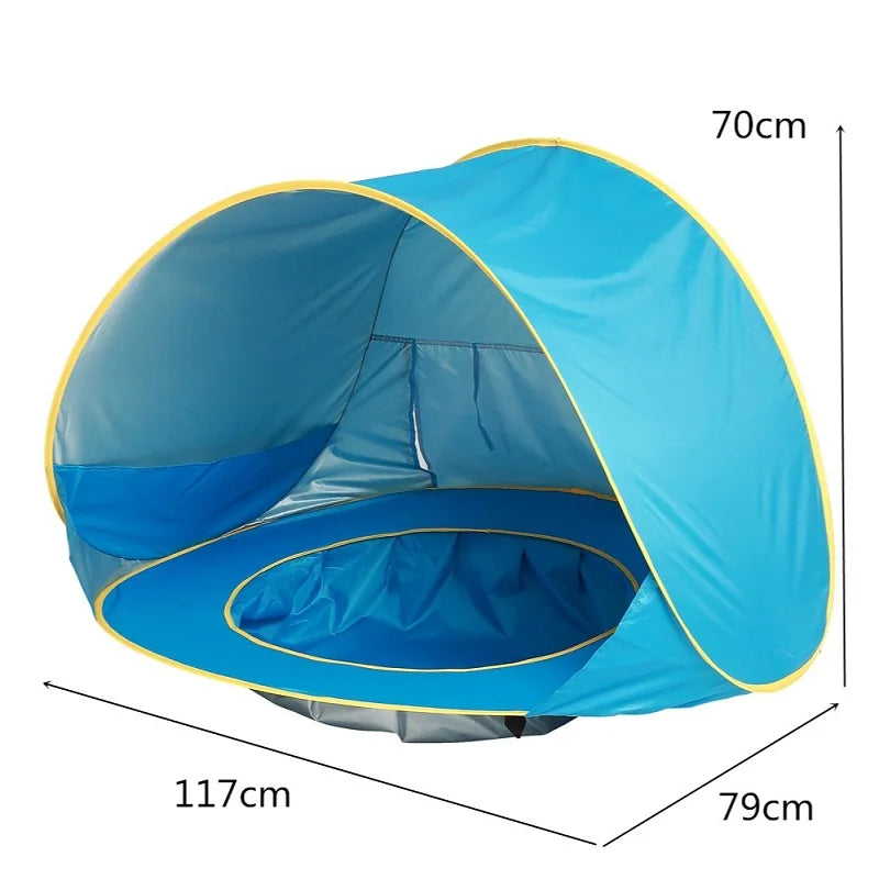 Tenda de praia portátil para bebês, sombra para piscina, proteção solar, abrigo para crianças, brinquedos ao ar livre, piscina, casa de brincar, brinquedos