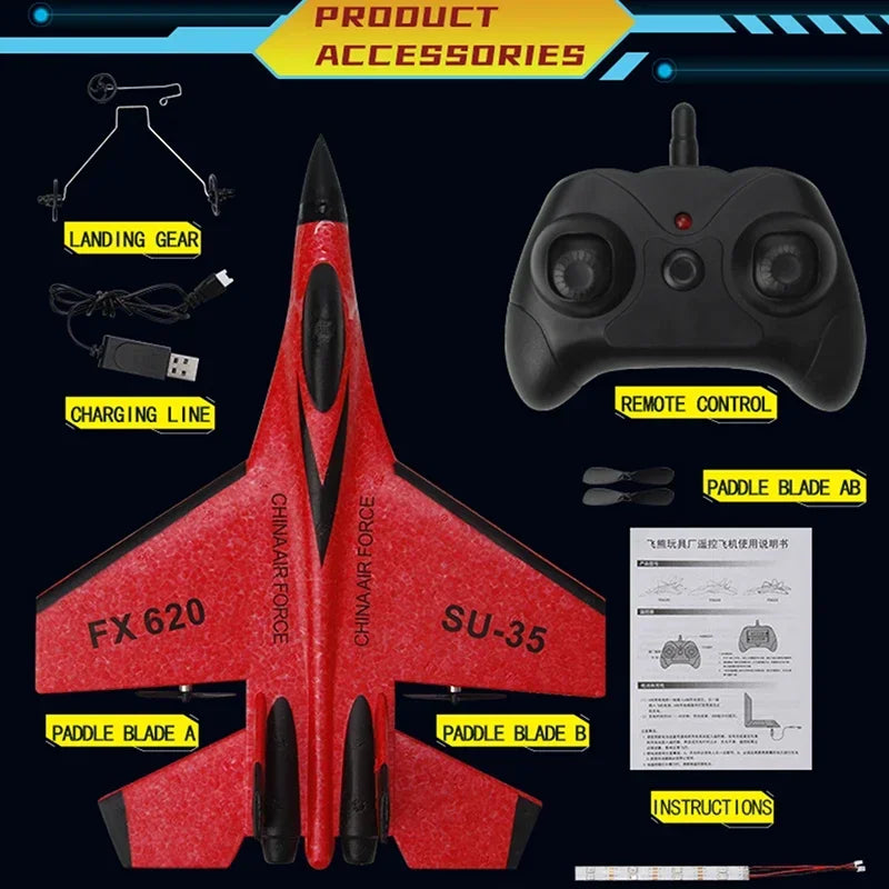 AVIÃO SUPERSÔNICO CONTROLE REMOTO COM LUZES LED